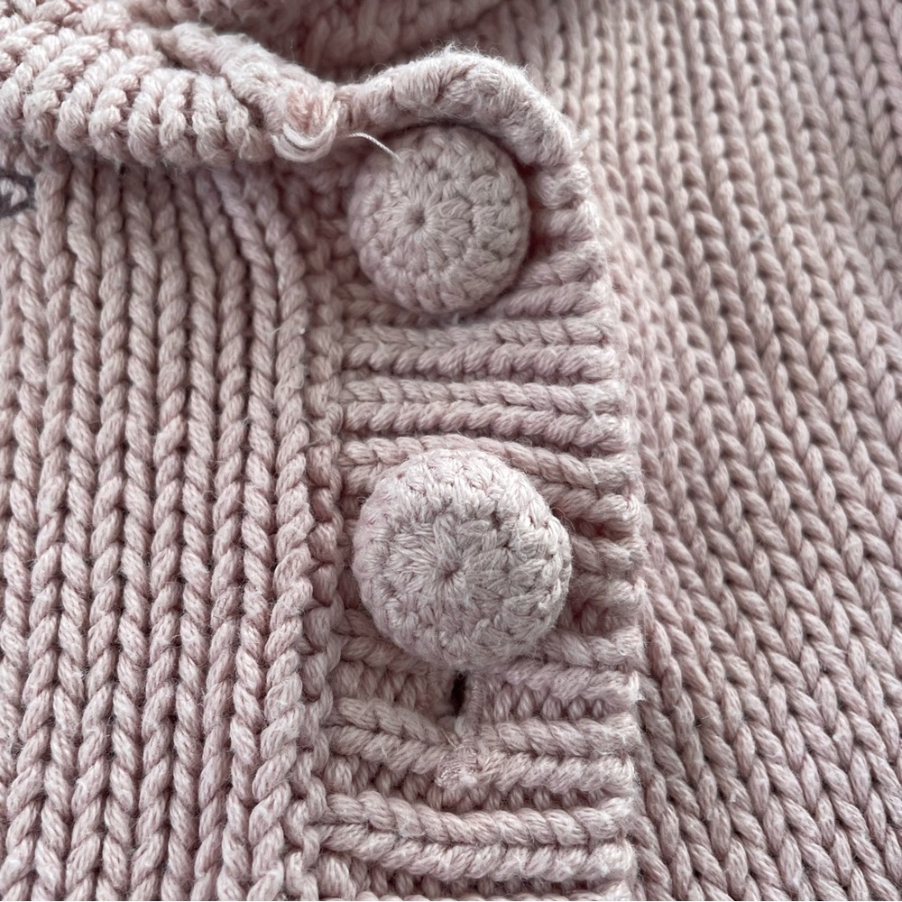 Next Pink Baby Girl Crochet Floral Applique Embroidery Cardigan Sweater - Picture 4 of 9